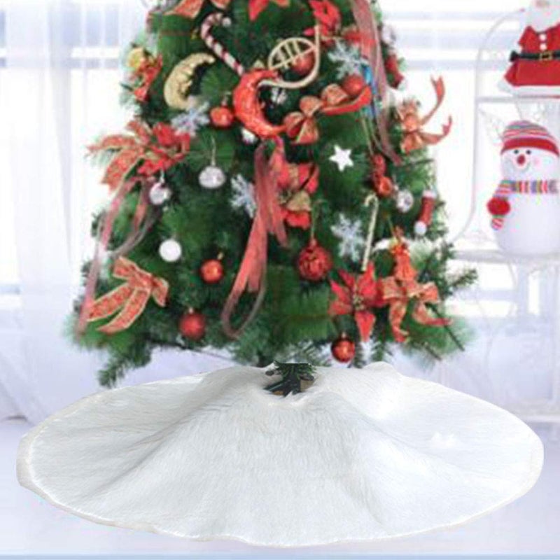 Bodosac Awtlife Luxury Faux Fur Christmas Tree Skirt 60 inches Soft Snow White Elegant for Holiday Decor - Image 3